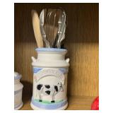 Cow-Themed Ceramic Kitchen Set and Strawberry Jar Collection