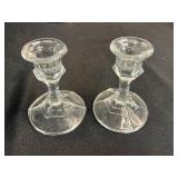 Collection of Vintage Pressed Glass Tableware and Candle Holders