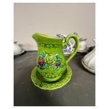 Set of Assorted Vintage Miniature Porcelain Pitchers with Saucers