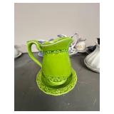 Set of Assorted Vintage Miniature Porcelain Pitchers with Saucers