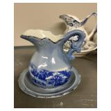 Set of Assorted Vintage Miniature Porcelain Pitchers with Saucers