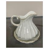 Set of Assorted Vintage Miniature Porcelain Pitchers with Saucers