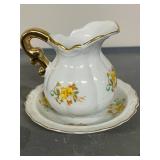 Set of Assorted Vintage Miniature Porcelain Pitchers with Saucers