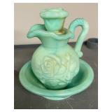 Set of Assorted Vintage Miniature Porcelain Pitchers with Saucers