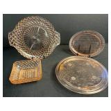 Collection of Vintage Pink Depression Glass Dishes and Plates