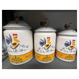Rooster Ceramic Kitchenware Collection with Canisters, Salt & Pepper Shakers, and Mini Pitcher Set