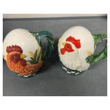 Rooster Ceramic Kitchenware Collection with Canisters, Salt & Pepper Shakers, and Mini Pitcher Set
