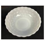 Set of 4 Vintage White Milk Glass Decorative Dishes and Basket