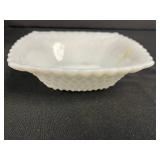 Set of 4 Vintage White Milk Glass Decorative Dishes and Basket