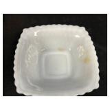 Set of 4 Vintage White Milk Glass Decorative Dishes and Basket