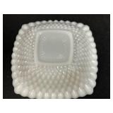 Set of 4 Vintage White Milk Glass Decorative Dishes and Basket