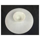 Set of 4 Vintage White Milk Glass Decorative Dishes and Basket