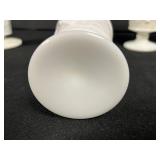 Set of 4 Vintage Milk Glass Goblets and Large Vase with Grape Motif