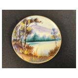 Milk Glass Hobnail Table Lamp and Set of 4 Hand Painted UCAGCO China Miniature Plates