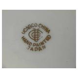 Milk Glass Hobnail Table Lamp and Set of 4 Hand Painted UCAGCO China Miniature Plates