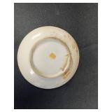 Milk Glass Hobnail Table Lamp and Set of 4 Hand Painted UCAGCO China Miniature Plates