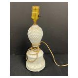 Milk Glass Hobnail Table Lamp and Set of 4 Hand Painted UCAGCO China Miniature Plates