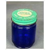 Set of 5 Vintage Apothecary Jars - Vicks, Guia-Camph, Mentholatum, Cobalt and Green Glass