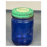 Set of 5 Vintage Apothecary Jars - Vicks, Guia-Camph, Mentholatum, Cobalt and Green Glass