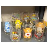 Collection of Vintage Character Glasses Care Bears Flintstones Mickey Mouse