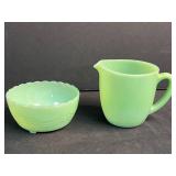 Fire-King Jadeite Creamer and Sugar Bowl Set