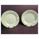 Set of 2 9-Inch Jadeite Green Glass Dinner Plates