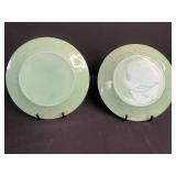 Set of 2 9-Inch Jadeite Green Glass Dinner Plates