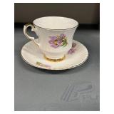 Set of 6 Vintage Teacups and Saucers, Assorted Designs and Makers