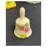 Collection of Decorative Glass, Porcelain, and Brass Bells with Crystal Dishes