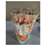 Vintage Mid-Century Game Bird Pitcher and Mixed Glassware Set