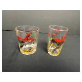 Vintage Mid-Century Game Bird Pitcher and Mixed Glassware Set