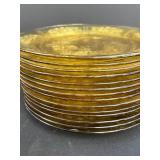 Set of 14 Vintage Amber Depression Glass 9-Inch Plates with Floral Pattern