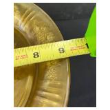 Set of 14 Vintage Amber Depression Glass 9-Inch Plates with Floral Pattern