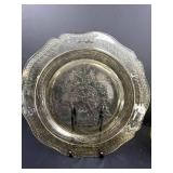 Set of Vintage Amber Depression Glass Plates with Floral Etched Patterns