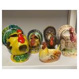 Collection of 5 Vintage Japan Turkey and Hen Ceramic Planters