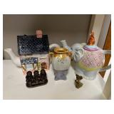 Collection of Decorative Novelty Teapots and Ceramic Figurines