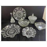 Collection of Vintage Pressed Glass and Crystal Decorative Dishes