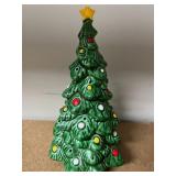 Holiday Collectibles Lot: Santa Figurines, Avon Ceramic Tree, Cheerful Reflections Box, Red Glassware