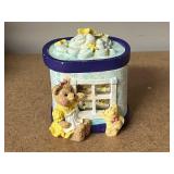 Holiday Collectibles Lot: Santa Figurines, Avon Ceramic Tree, Cheerful Reflections Box, Red Glassware