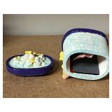 Holiday Collectibles Lot: Santa Figurines, Avon Ceramic Tree, Cheerful Reflections Box, Red Glassware