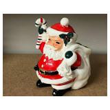 Holiday Collectibles Lot: Santa Figurines, Avon Ceramic Tree, Cheerful Reflections Box, Red Glassware