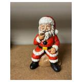 Holiday Collectibles Lot: Santa Figurines, Avon Ceramic Tree, Cheerful Reflections Box, Red Glassware