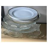 Vintage Royal Doulton and Schumann Weiden China Plates with Glass Fish Platters and Bowls