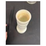 Collection of Vintage Glass Oil Lamps, Compote, Milk Glass Vase, and Candle Holders