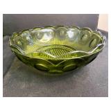 Set of Vintage Green Glass Vases, Bowls, and Decanter Pieces