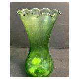 Set of Vintage Green Glass Vases, Bowls, and Decanter Pieces
