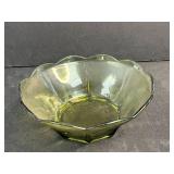 Set of Vintage Green Glass Vases, Bowls, and Decanter Pieces