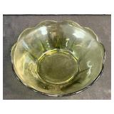 Set of Vintage Green Glass Vases, Bowls, and Decanter Pieces