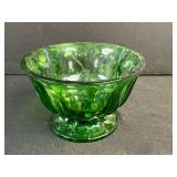 Set of Vintage Green Glass Vases, Bowls, and Decanter Pieces
