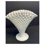 Vintage Milk Glass Hobnail Collection with Pedestal Bowl, Vases and Avon Decanter